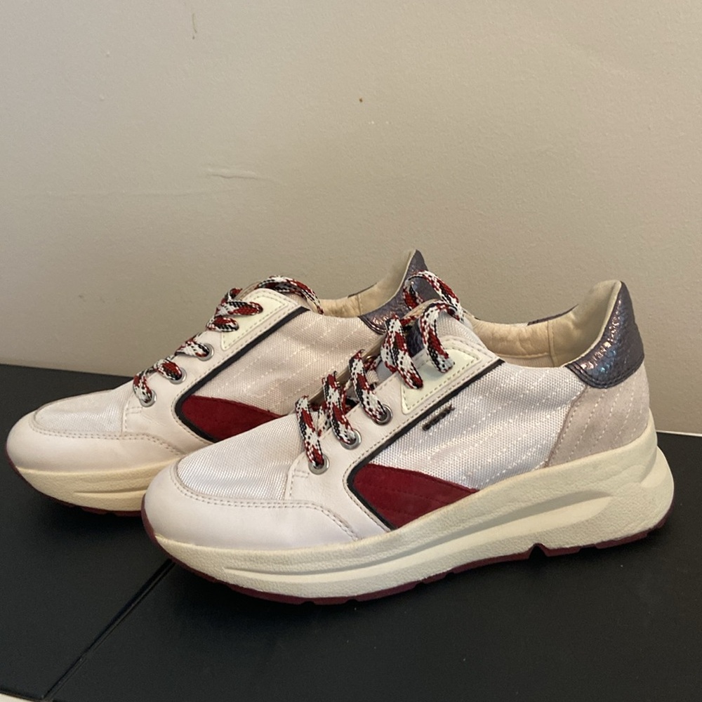 Geox  Backsie Leather & Suede Platform Sneakers